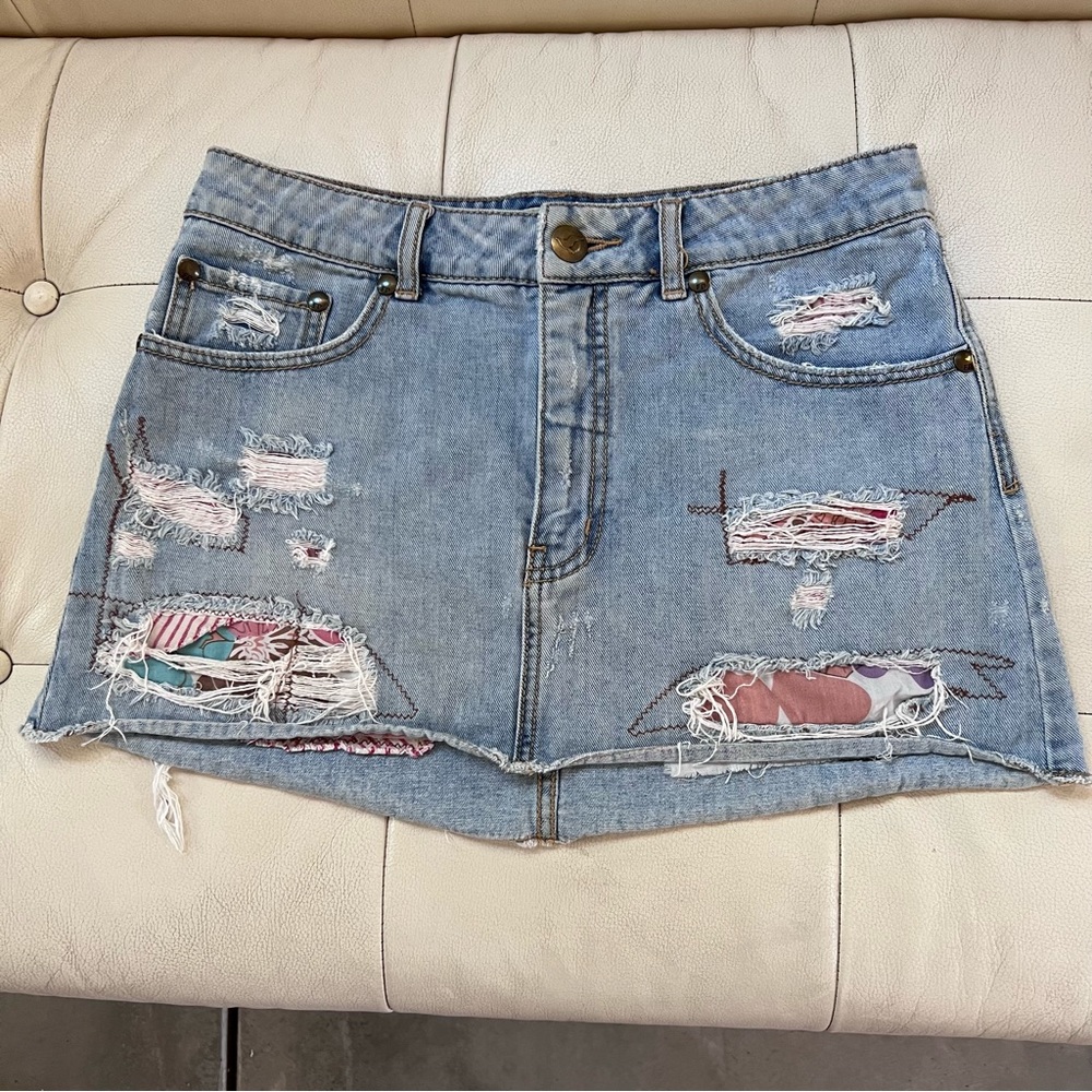 FREE PEOPLE SKIRTS LIGHT BLUE JEANS